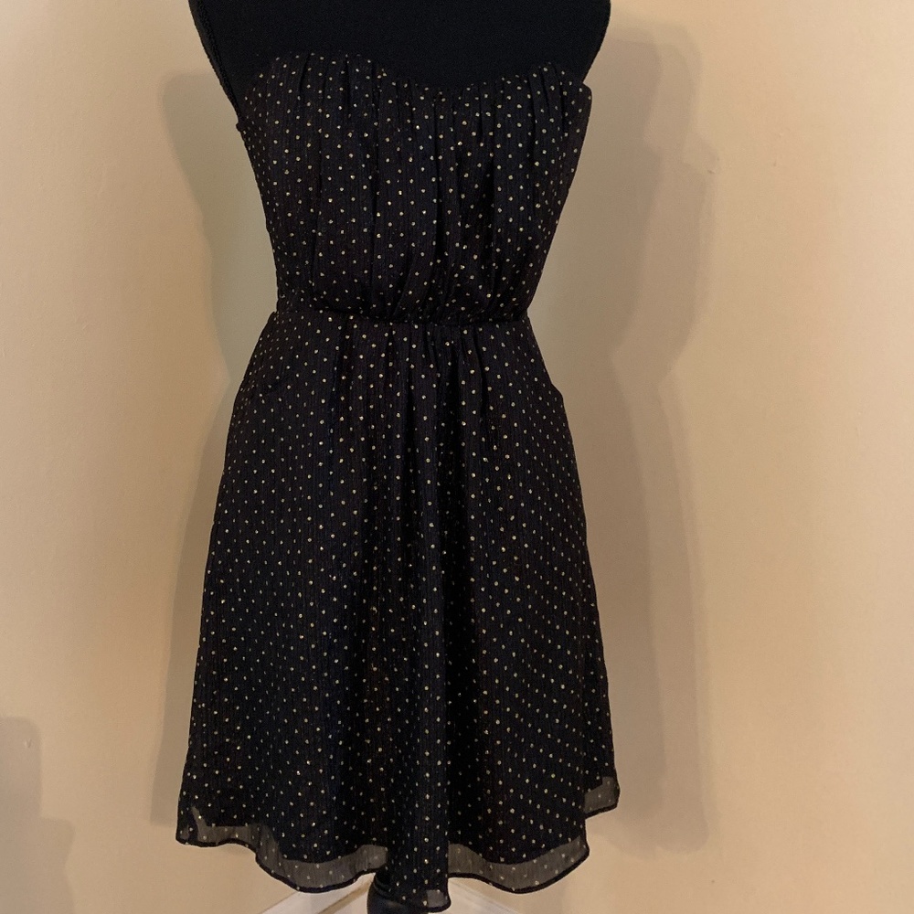 Rieley Black and Gold Strapless Dress